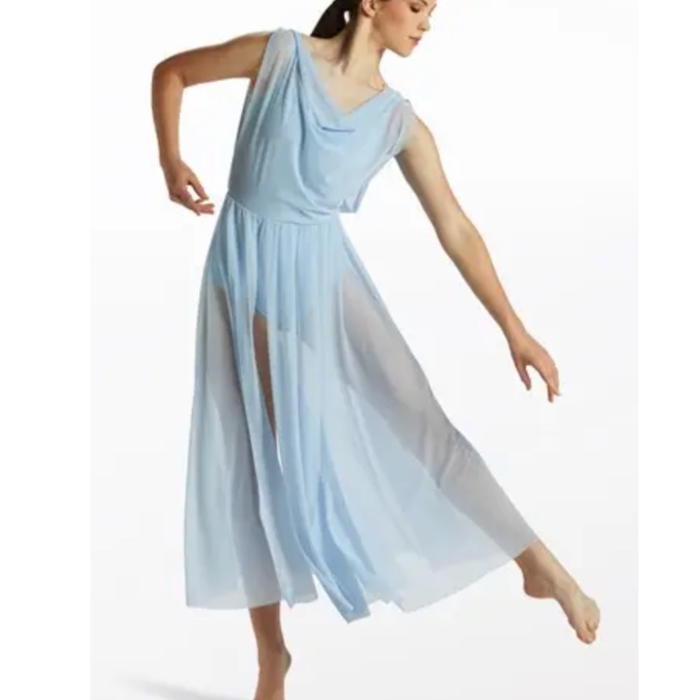 Double Cowl Mesh Dance Dress